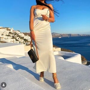 Magda Butrym Silk Wool Slip Dress Ivory 36/S Carolyn Bessette Style worn once